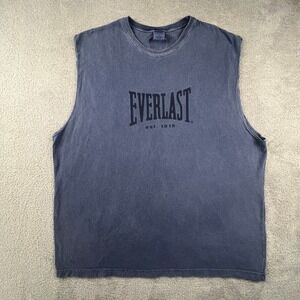 Everlast Muscle Tee Mens XXL Blue Sleeveless Graphic Logo Gym Vintage Style